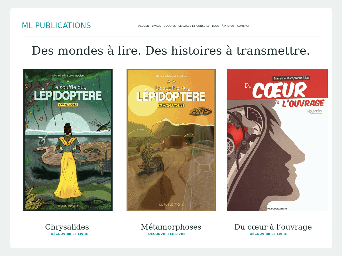 Live ML Publications author and e-commerce website showing three book covers